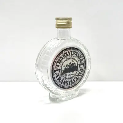 Transylvania, romania, sticla rotunda plosca 100 ml, cu mesaj, model divgs320 01